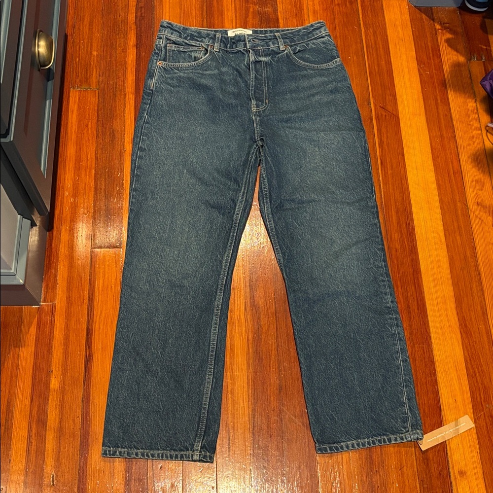 Reformation High-Rise Straight Jeans in Dark Blue Wash - Picture 7 of 11